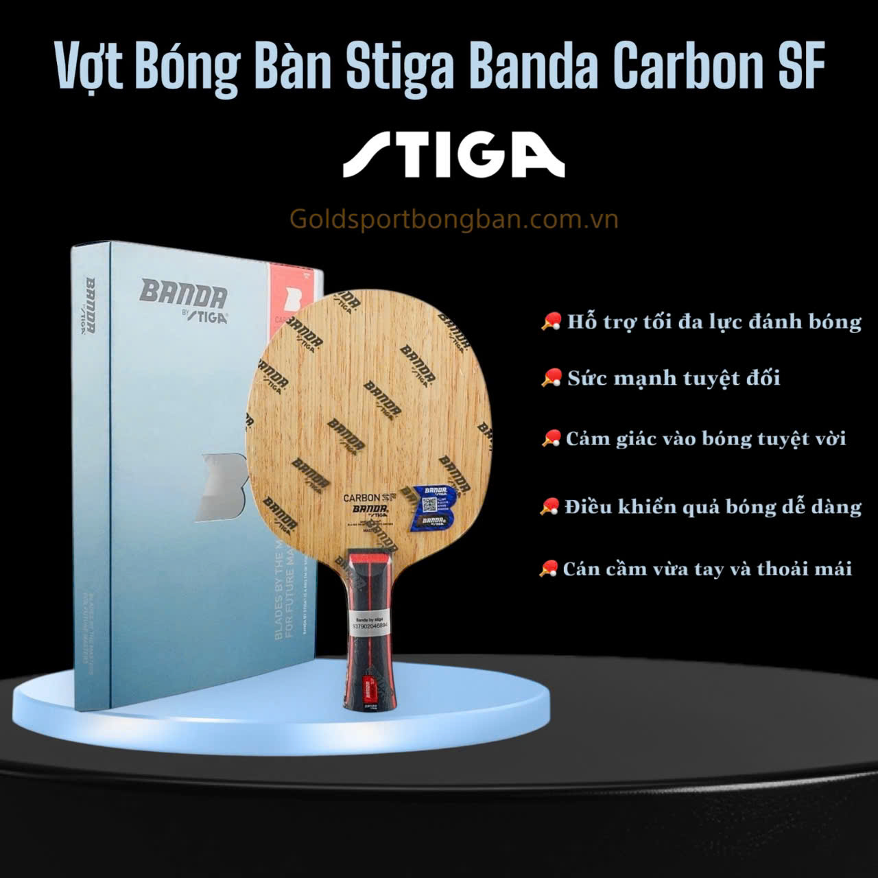 Vợt Bóng Bàn Stiga BANDA CARBON SF - Hàng Chính Hãng Stiga