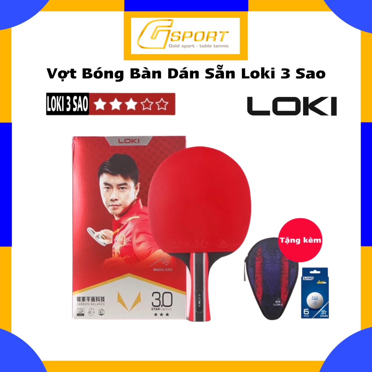 Vợt Bóng Bàn Dán Sẵn Loki 3 Sao - Vợt Bóng Bàn Cao Cấp Chính Hãng -  Vợt Bóng Bàn Giá Rẻ